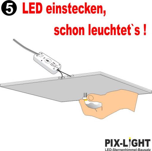 LED in eine Pix-Light Stromleiterplatte gesteckt