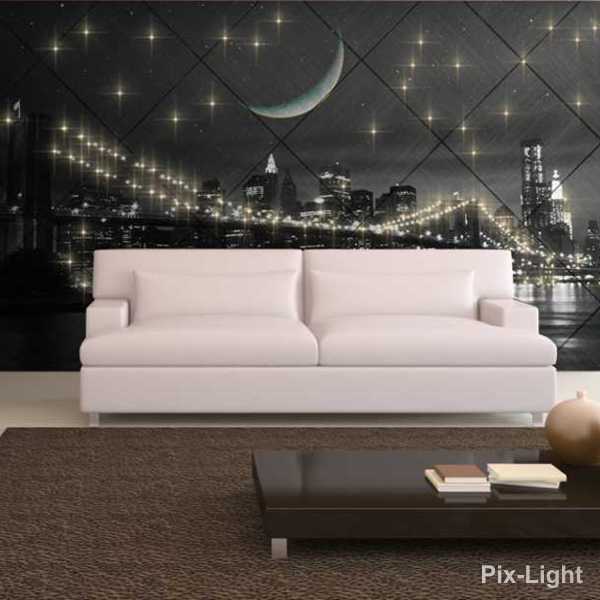 Sternenhimmelwand im Wohnzimmer von Pix-Light