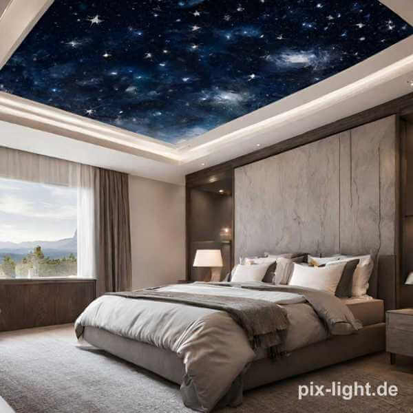 Pix-Light Sternenhimmel im Schlafzimmer blau