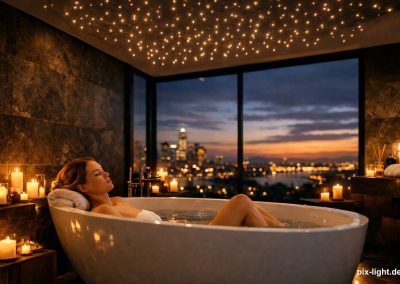 Pix-Light LED‑Sternenhimmel im Badezimmer mit warmweiße LEDs