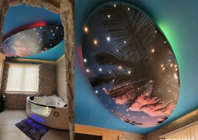 Pix-Light ovaler Sternenhimmel direkt bedruckt und RGB‑Effekten in abgehängter Decke